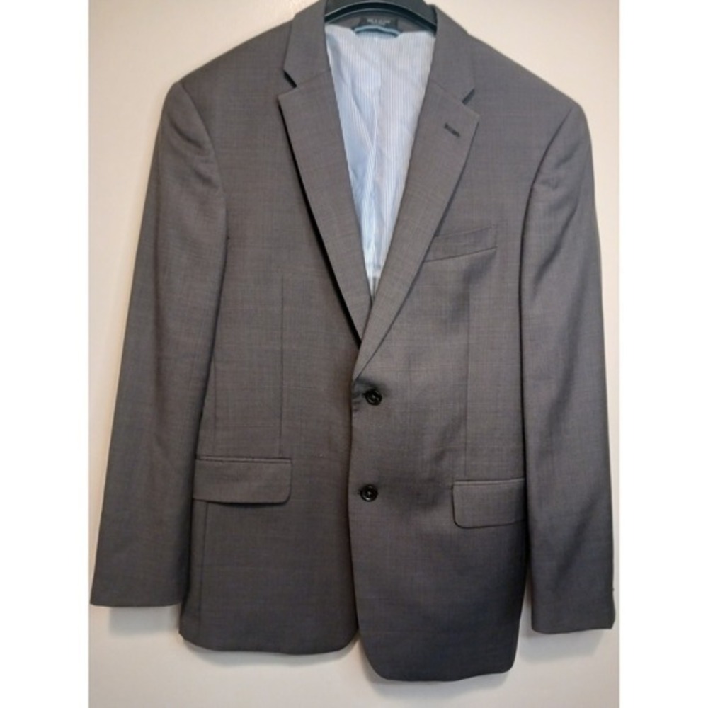 Tommy Hilfiger 100% Grey Wool Blazer Suit Jacket RN 47338 Small Hole In Back 42L